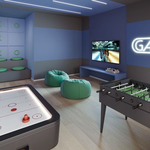 Espaço teens com jogos no Breeze Barra da Tijuca